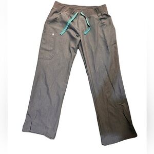 FIGS Gray with Teal Drawstring Scrub Pants size L/P